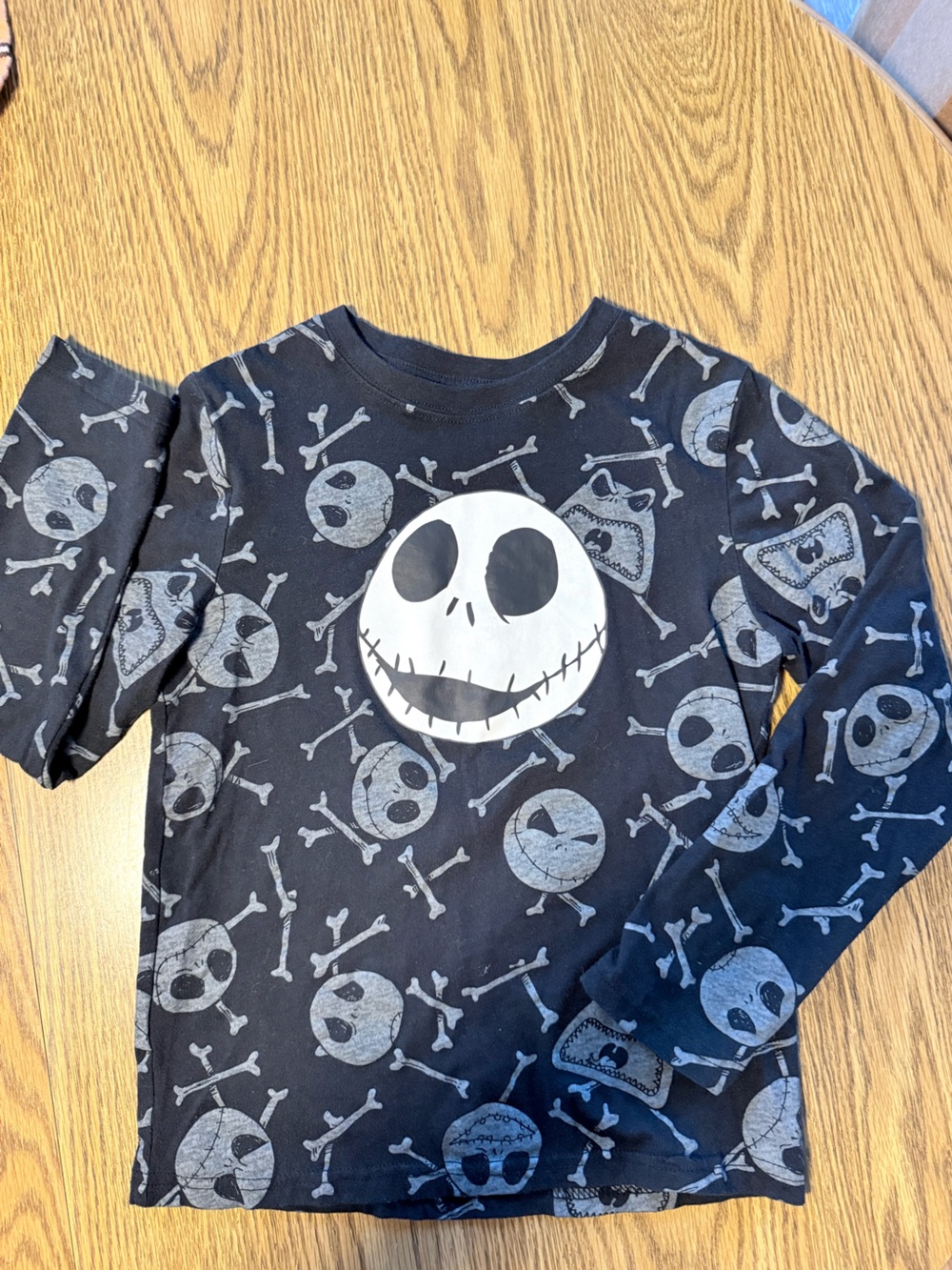 Disney Black & Gray Jack Skellington Long Sleeve Tee